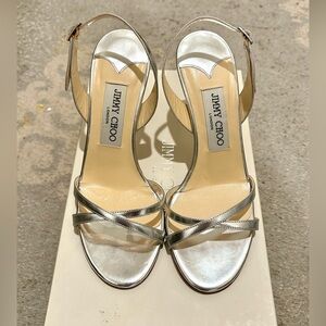 Jimmy Choo - India heel in silver leather - size 6